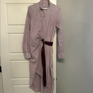 Veronica Beard Red and White Striped Long Sleeve Dress